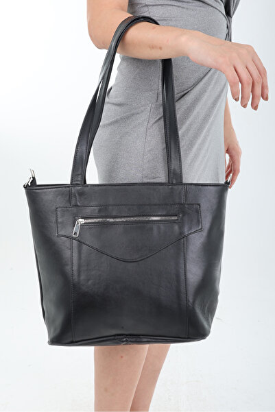 Erzeno Genuine Leather Large Size Black Women's Shoulder Bag – Stylish and La...