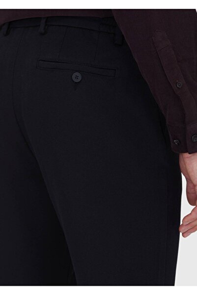 Ramsey Black Plain Woven Jogging Fit Casual Cotton Blended Pants