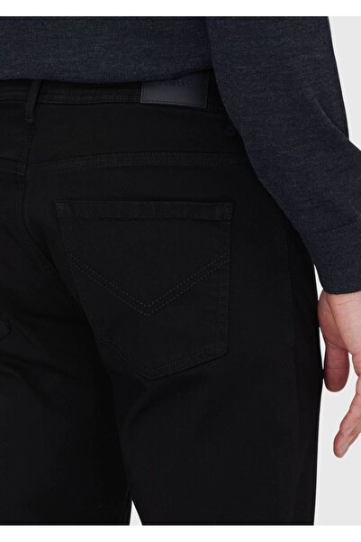 Ramsey Black Plain Woven Slim Fit Casual Cotton Blended Trousers