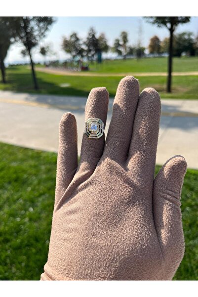 ZEONA JEWELLERY Parlak Kesim Baget Taşlı Gümüş Kadın Yüzük