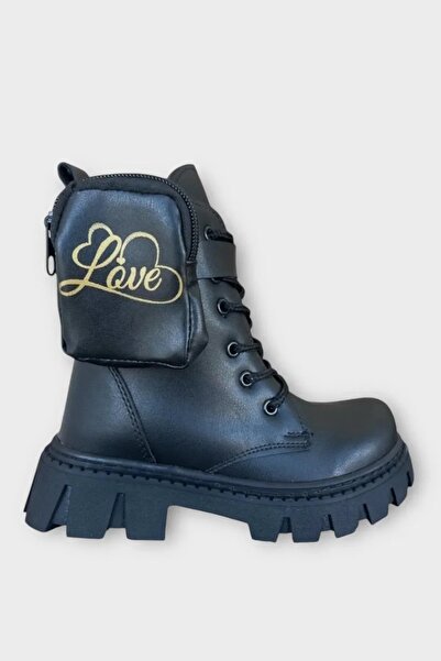 Mater Ayakkabı Zippered Bag Accessories Girls' Boots Postal Boots Black