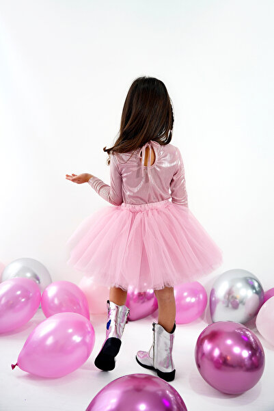 DUCA KIDS Işıltılı Uzun Kollu Bodyli Tütü Kız Çocuk Elbisesi