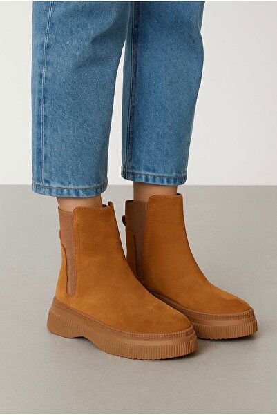 defile ayakkabi Kadın Taba Süet Bot