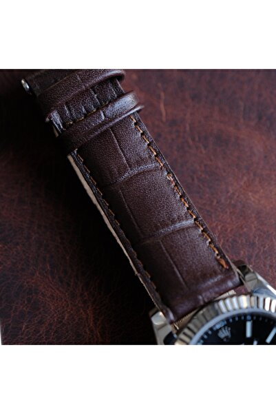 Yaydan Deri Aksesuar 21mm kahverengi croco bombeli kordon