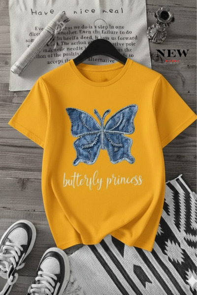 New Shine Prințesa Fluture cu imprimeu supradimensionat tricou