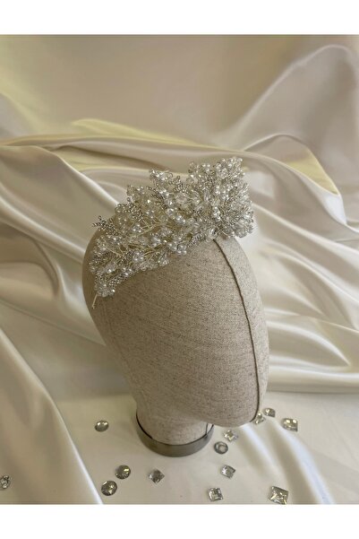 Tasarım Kristal Boncuk Zirkon Taşlı Gelin Tacı Kraliçe Işıltısı Modeli