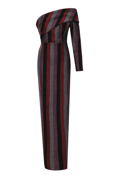 Keikei Altın Krep Tek Kol Uzun Elbise