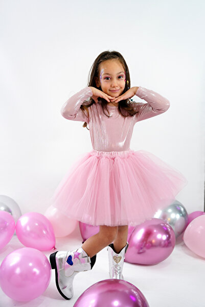 DUCA KIDS Işıltılı Uzun Kollu Bodyli Tütü Kız Çocuk Elbisesi