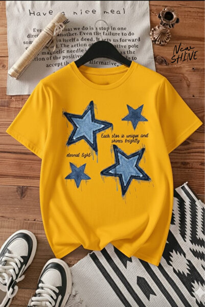 New Shine Steaua cu imprimeu supradimensionat tricou