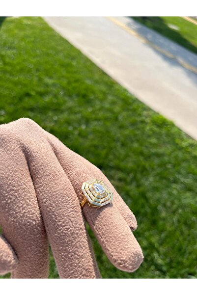 ZEONA JEWELLERY Parlak Kesim Baget Taşlı Gümüş Kadın Yüzük