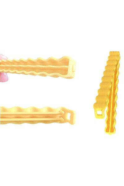 Flippy Set of 12 Sealing Clips for Food Bags & Spices, Magnetic Holder, French Fries Design, Plastic