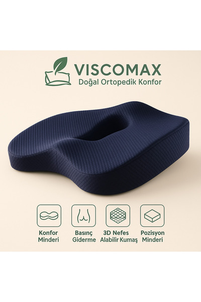 VİSCOMAX Ortopedik Oturma Simidi Koltuk Minderi Visko Kuyruk Sokumu Yastığı
