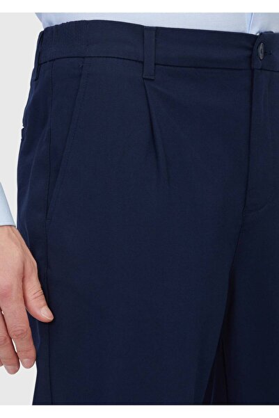 Ramsey Navy Blue Plain Woven Jogging Fit Casual Cotton Blended Pants