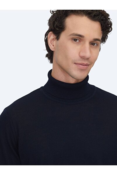 Kip Pulover din tricotaj din amestec de lână jacquard, albastru bleumarin