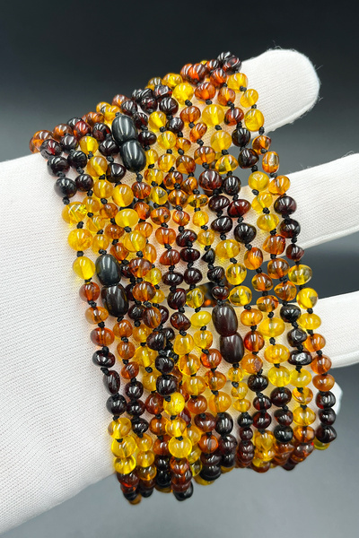 İpek Kehribar Baltic Drop Amber Necklace, Baby Kids Necklace – Original Certified Yellow-Cognac-Cherry Silk-521