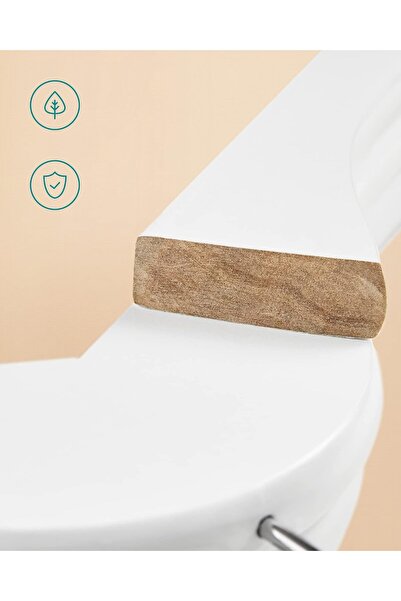 SONGMICS Set of 20 Wooden Hangers with Non-Slip Trouser Bar, 360° Swivel Hook, 45cm, White