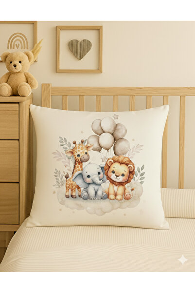 ALAMODECOR Çocuk Odası Çift Taraflı Dijital Baskılı Tekli Kırlent Kılıfı