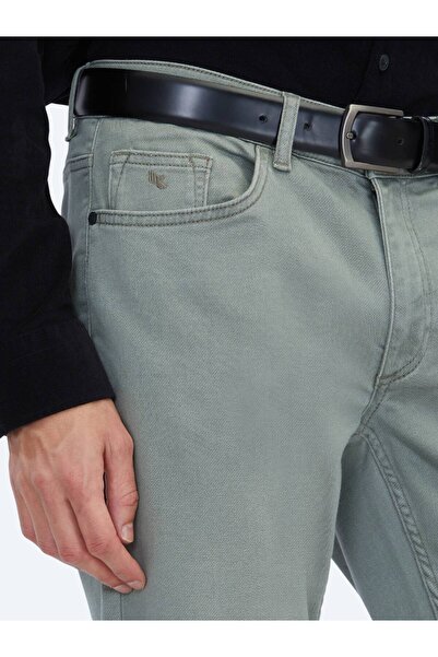 Kip Light Khaki Slim Fit Denim Cotton Blend Trousers