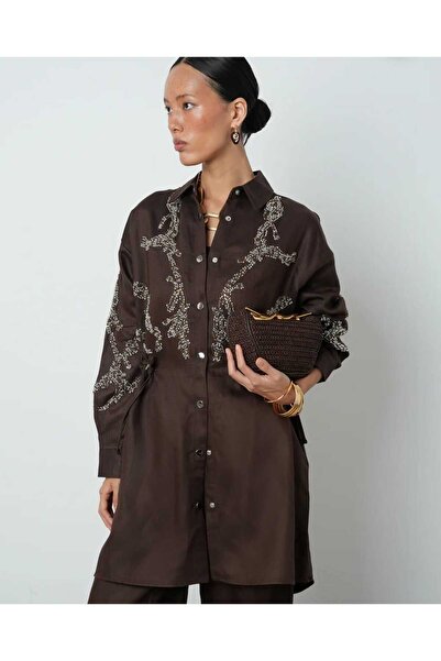 Orfenegro BELİ BÜZGÜLÜ BONCUK İŞLEMELİ CEKET