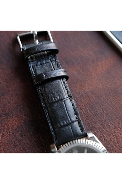 Yaydan Deri Aksesuar 21mm siyah croco bombeli kordon