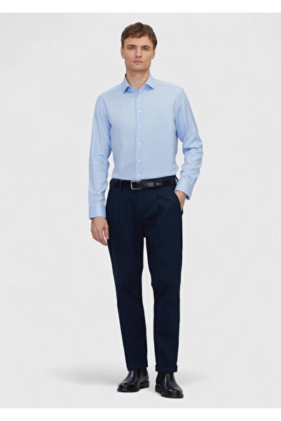 Ramsey Blue Regular Fit Woven Classic 100% Cotton Shirt