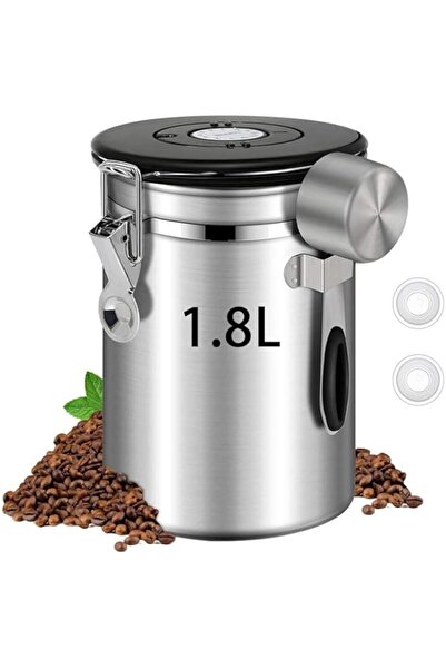 Generic ABIN 1.8L Coffee Canister, Airtight Coffee Canister with Scoop, Coffee Jar with Built-in Valve, Dat