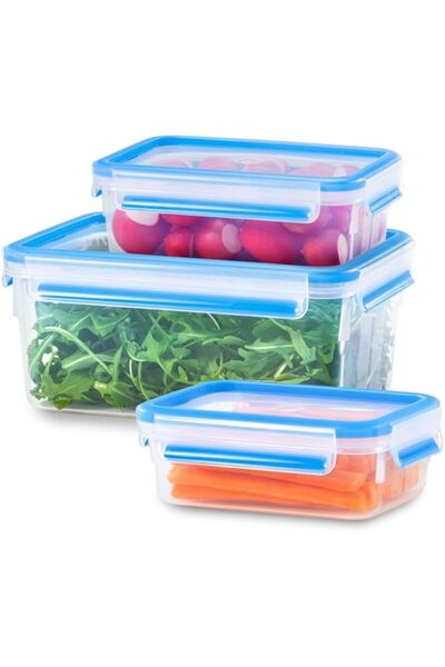 Generic Emsa 508567 Clip & Close 3-piece set of food storage containers volume in litres 1; 2.3; 3.7, trans