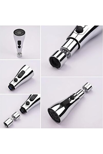 MAİN SHOP 3-Function Metallic Faucet Head Metallic Appearance Faucet Head with Rotating Head 1 Piece M-118
