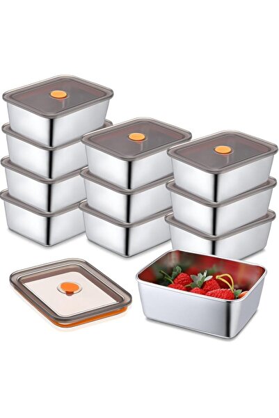 Generic Layhit 10 Set Stainless Steel Food Containers with Lids Metal Marinating Snack Containers Box for L
