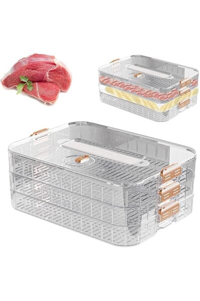 Generic Meat Container, 3 Layer Bacon Storage Container, Time Recording Refri...