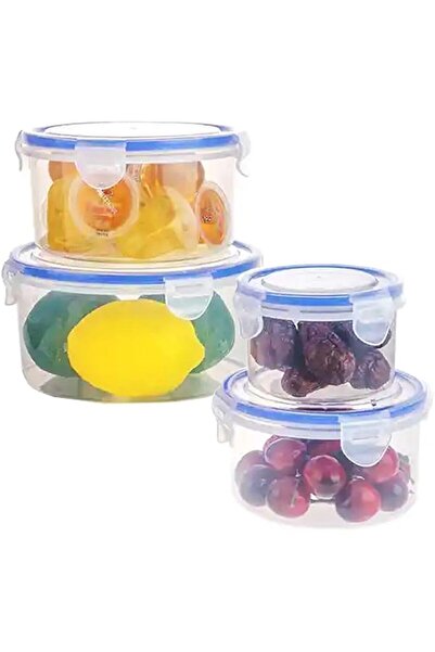 Generic Smart Round Plastic Container Set of 4 PCs Food Container With Airtig...