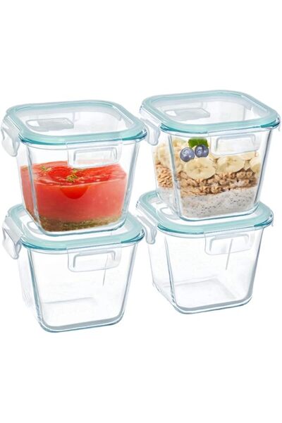 Generic Qxbekmor Glass Soup Container with Airtight Lids, 4 Cup Square Glass Storage Containers, Food Prep