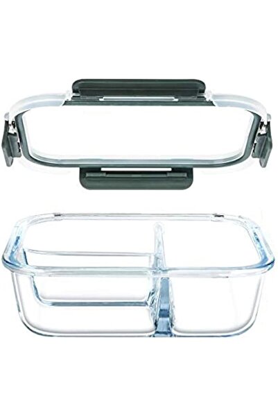 Generic Lunch Box，U HOME Glass Meal Prep Containers Glass 3 Compartment- Lunch Box - Glass Storage Containe