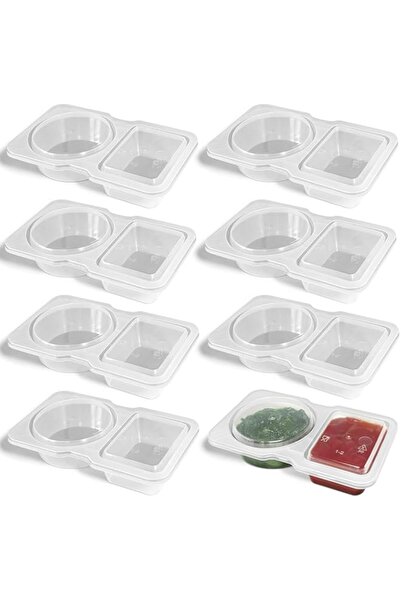 Generic Nufiwra Double Compartment Condiment Containers with Lids Disposable,2 Compartment Snack Containers