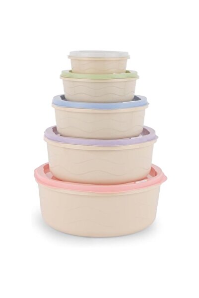 Generic 5pcs Plastic Storage Box Set RF12181 Food Storage Round Containers Sm...