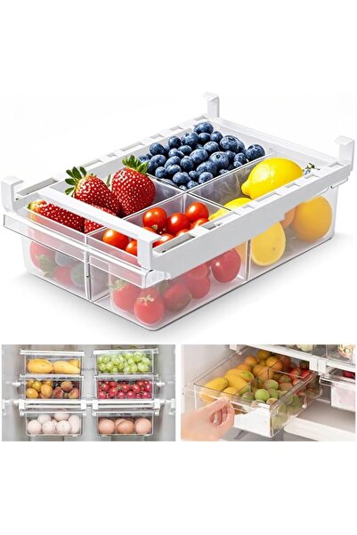 Generic URbazaar Fridge Drawer Organizer with Adjustable Storage Compartment Size, Refrigerator Drawers Sto