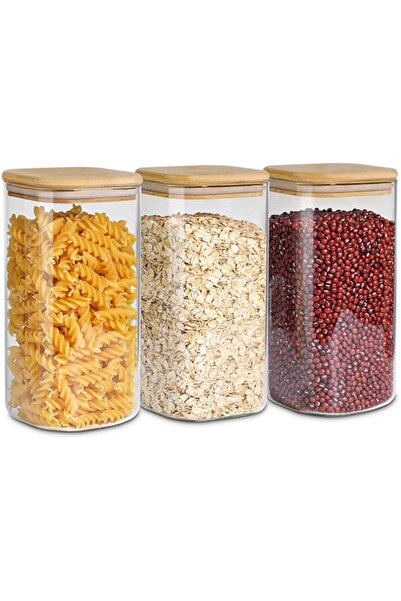 Generic علبة تخزين زجاجية محكمة الغلق من كوم ساف مع غطاء خشبي (50 أونصة)، وعا...