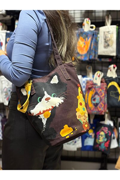 Street Bag Saira Kedi Fare Desenli Etnik Otantik Omuz Çantası Su Geçirmez Günlük Seyahat Kullanım