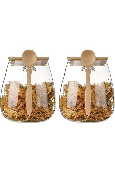 Generic Airtight Glass Storage Jars with Bamboo Lid - Wide Mouth Leak-Proof Containers for Coffee, Tea, Gra