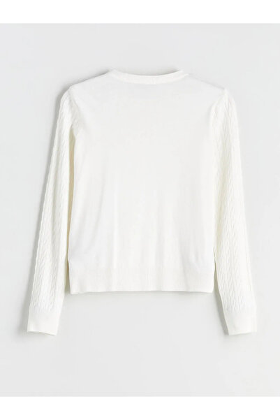 LC Waikiki Bisiklet Yaka Kendinden Desenli Kadın Triko Hırka