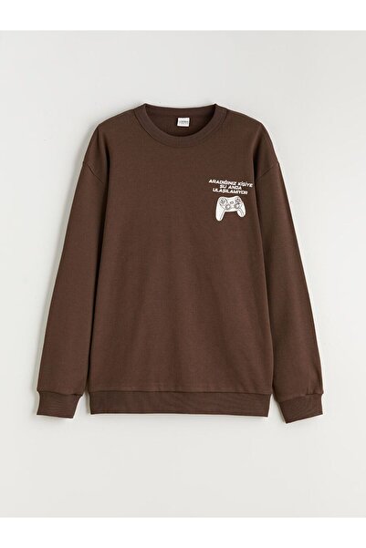 LC Waikiki LCW Детски мъжки суичър с щампа с кръгла яка