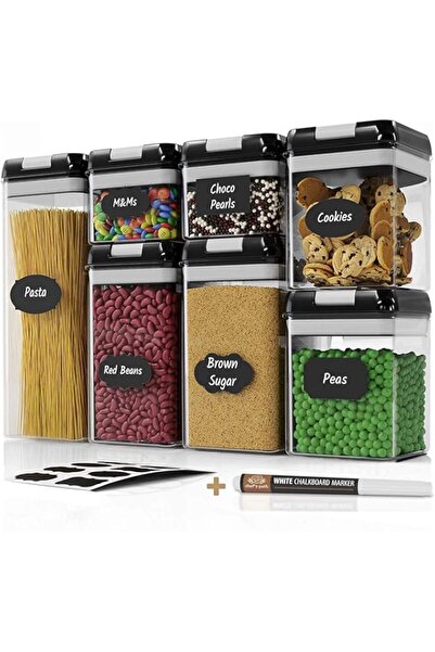 Generic U-HOOME Airtight Food Storage Container Set - 7 PC Set - Labels & Marker - Kitchen & Pantry Organiz