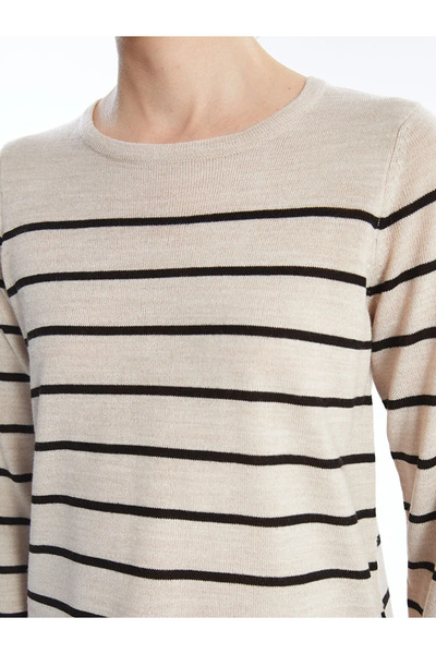 LC Waikiki Pulover de damă cu dungi cu guler rotund