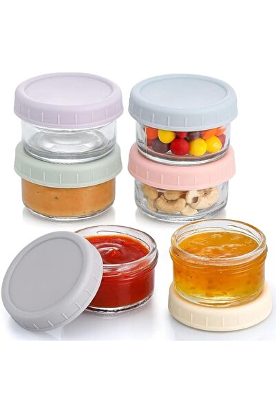 Generic Salad Dressing Containers, 2.7oz Glass Cups with Lids, 6 Pack, Leakproof Reusable, for Separating S