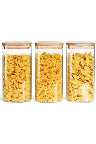 Generic Glass Storage jar container with Lid For Kitchen, Airtight Glass Storage Canister, Clear Food Stora