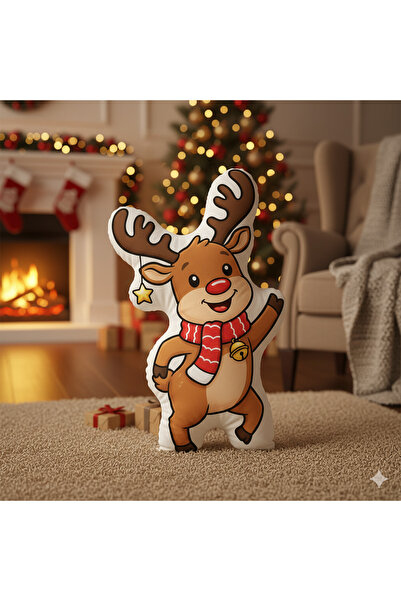 Piloji Deer Shaped Pillow 50 cm Fluffy Decorative Christmas Pillow Christmas ...