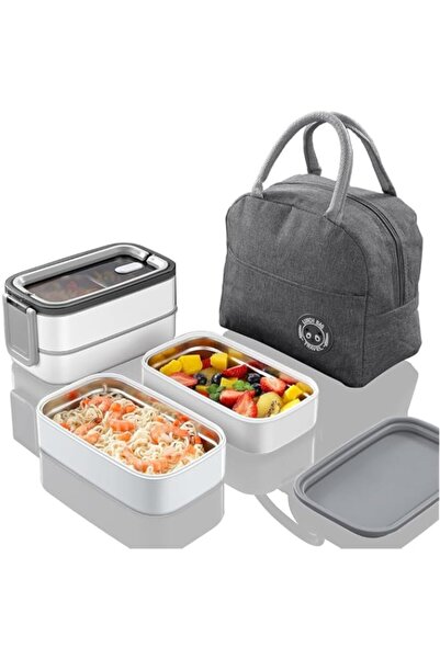 Generic Steel Bento Lunch Box with 3 Leak-Proof Compartments, Insulated Coole...