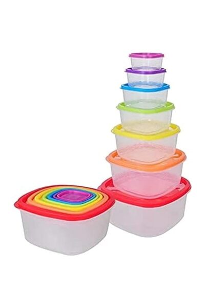 Generic 7 Pcs Plastic Food Container | Kitchen Storage Containers | Pantry Kitchen Organizer Containers wit