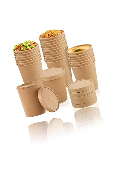 Generic Sweet seven Bulk Case of 50 Sets - 32 oz. Paper Food Containers with Vented Lids for Hot Soup, Ice