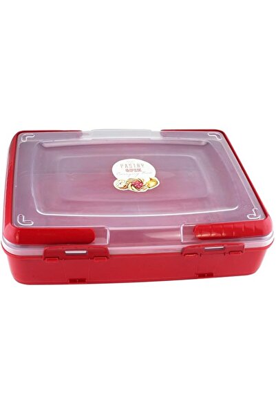 Generic Takeaway Pastry Carrying Box With Handle L-00719 - Red